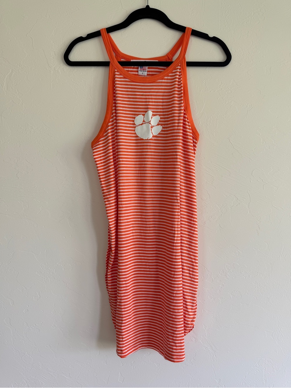 NWT Clemson Orange & White Striped Racerback Tank Dress - Size L
